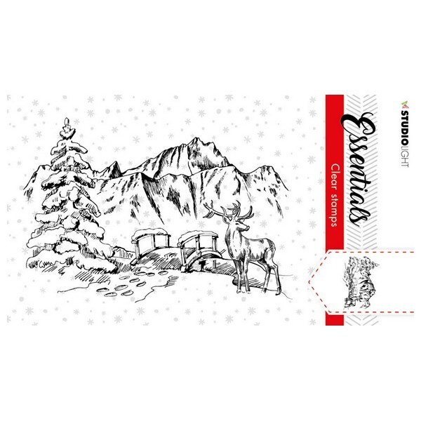 Tampon transparent clear stamp scrapbooking Studiolight MONTAGNE SAPIN CHEVREUIL 91 - Photo n°1