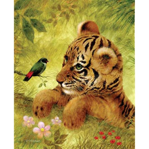 Image 3D Animaux - Tigre et oiseau 24 x 30 cm - Photo n°1