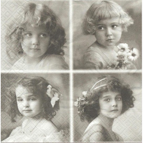4 Serviettes en papier Portraits de fillettes Format Lunch - Photo n°2