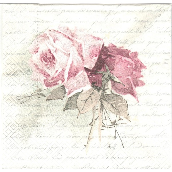 4 Serviettes en papier Rose Poème Format Lunch 80055 Sagen Vintage Decoupage Decopatch - Photo n°1