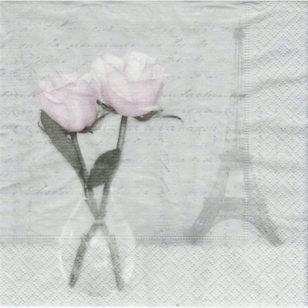 4 Serviettes en papier Roses Paris Format Lunch - Photo n°1