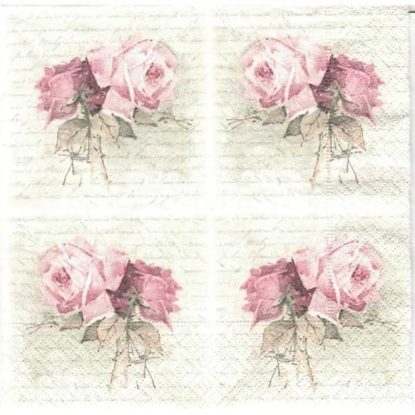 4 Serviettes en papier Rose Poème petit Format Lunch - Photo n°1