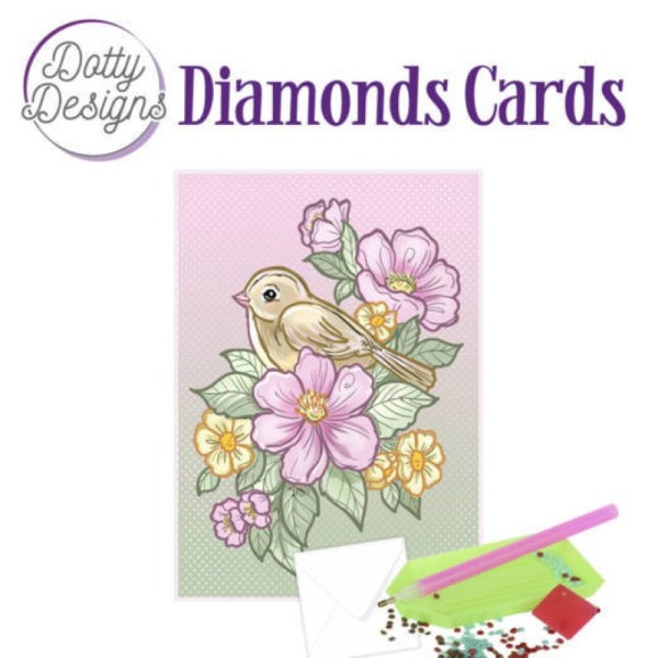Dotty design Carte Broderie Diamant - Fleurs et oiseaux - Photo n°1