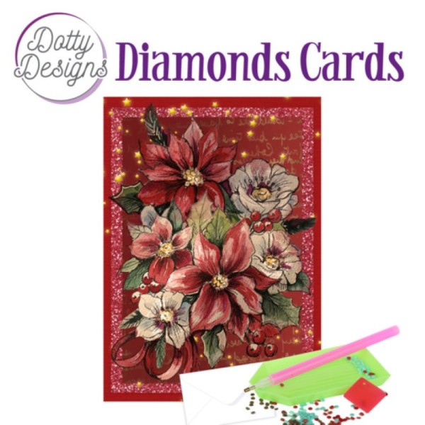 Dotty design Carte Broderie Diamant - Poinsettias - Photo n°1