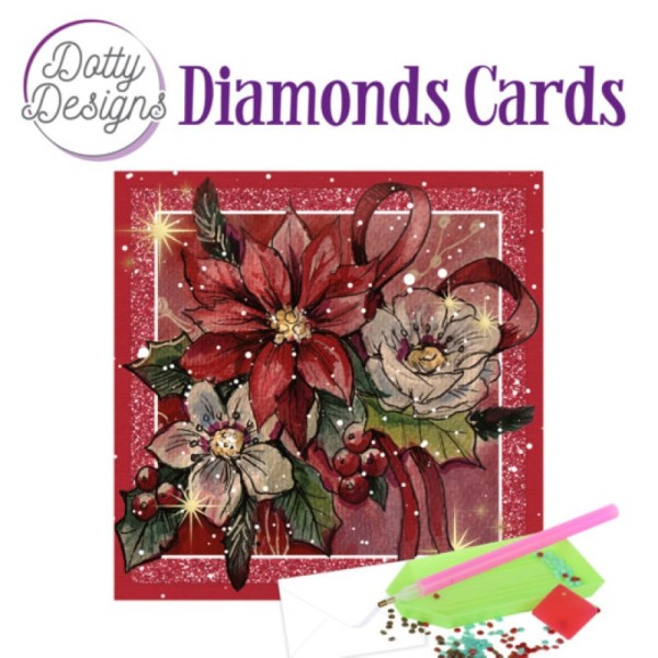 Dotty design Carte Broderie Diamant - Poinsettias - Photo n°1