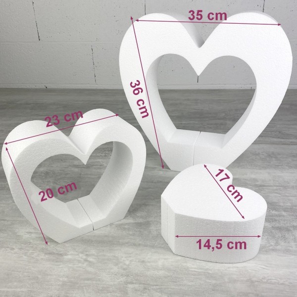Support en polystyrène triple Coeur, 35 x 36 cm, intérieur creux, 3 parties - Photo n°4