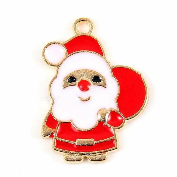 4pcs Red White Green Gold Enamel Santa Claus pendants, Gold Tone Plateau, cadeaux de Noël pendants, - Photo n°1