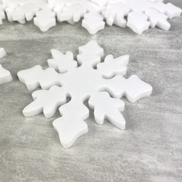 Lot de 12 Flocons de neige en polystyrène, Diamètre 8,8 cm, décoration de Noël - Photo n°2