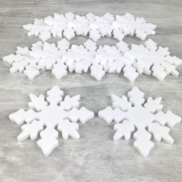 Lot de 12 Flocons de neige en polystyrène, Diamètre 8,8 cm, décoration de Noël - Photo n°3