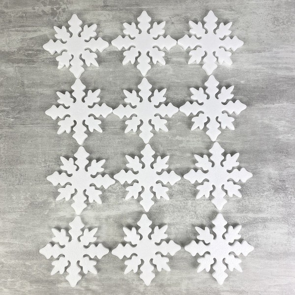 Lot de 12 Flocons de neige en polystyrène, Diamètre 8,8 cm, décoration de Noël - Photo n°4