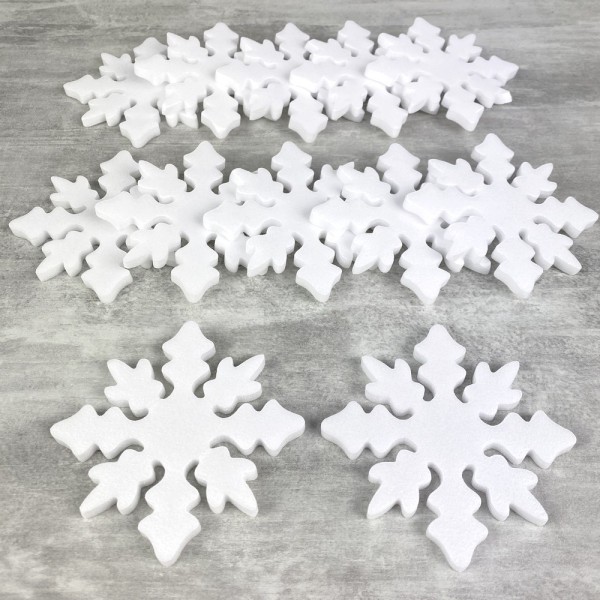 Lot de 12 Flocons de neige en polystyrène, Diamètre 8,8 cm, décoration de Noël - Photo n°1