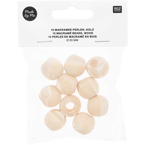 Perles en bois macramé - 20 mm - 10 pcs - Photo n°1