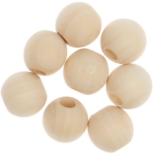 Perles en bois macramé - 25 mm - 8 pcs - Photo n°2