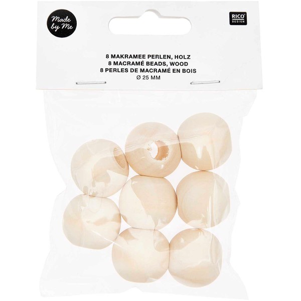 Perles en bois macramé - 25 mm - 8 pcs - Photo n°1