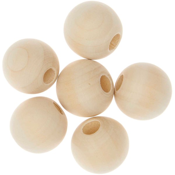 Perles en bois macramé - 30 mm  - 6 pcs - Photo n°2