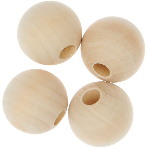Perles en bois macramé - 35 mm  - 4 pcs - Photo n°2