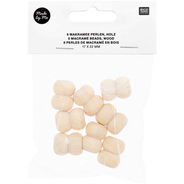 Perles en bois macramé - 22 mm - 8 pcs - Photo n°1