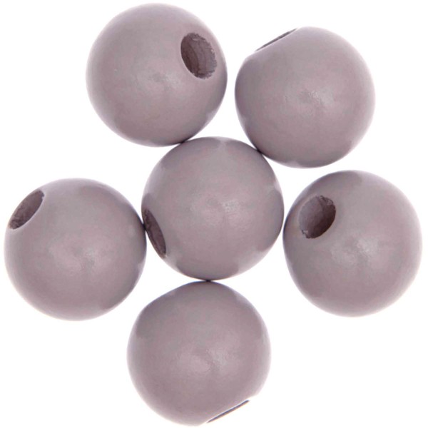 Perles en bois macramé - Gris clair - 30 mm - 6 pcs - Photo n°2