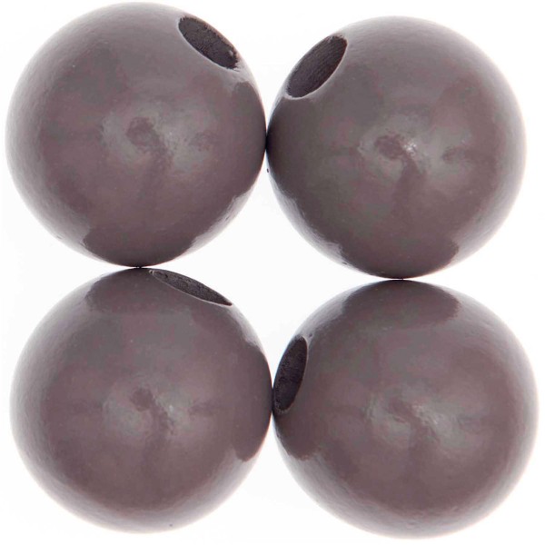 Perles en bois macramé - Gris - 35 mm  - 4 pcs - Photo n°2