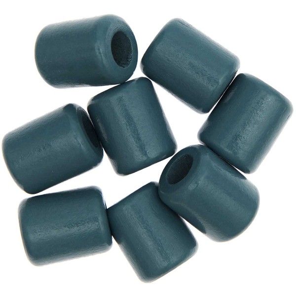 Perles en bois macramé - Bleu pétrole - 24 mm - 8 pcs - Photo n°2