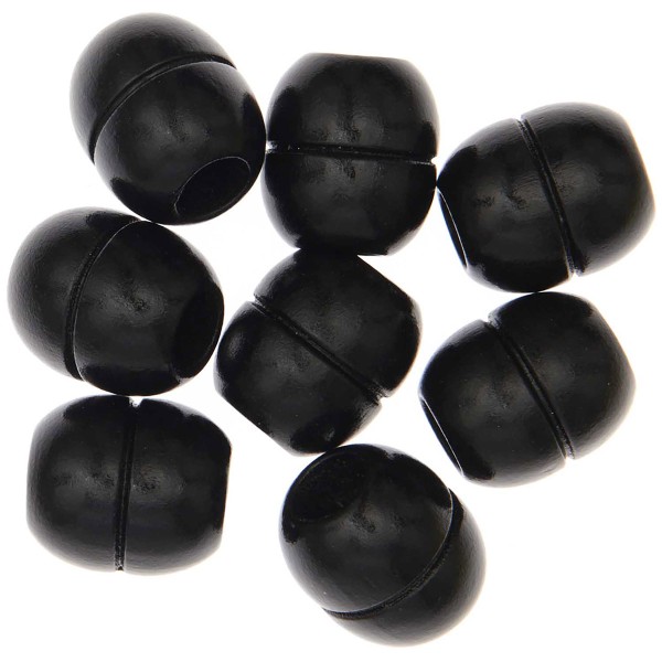 Perles en bois macramé - Noir - 22 mm - 8 pcs - Photo n°2