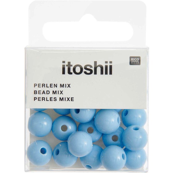 Perles plastique - Bleu Gris - 10 mm - 24 pcs - Photo n°1