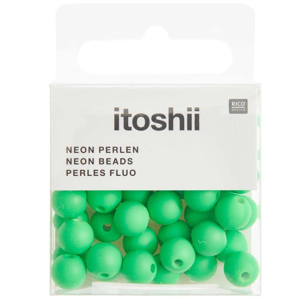 Perles plastique - Vert fluo - 8 mm - 40 pcs - Photo n°1