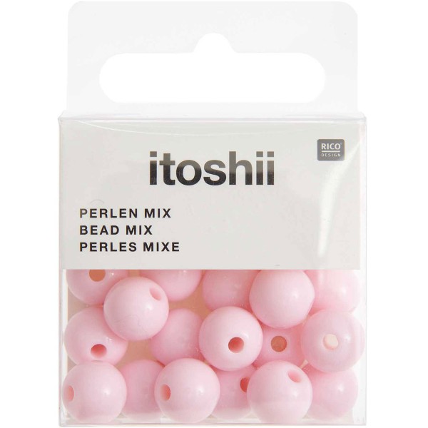 Perles plastique - Rose pastel - 10 mm - 24 pcs - Photo n°1