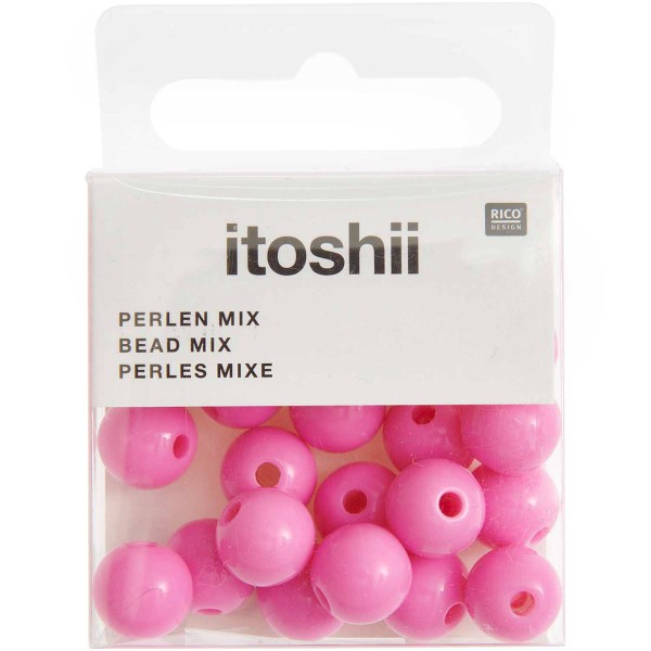 Perles plastique - Rose - 10 mm - 24 pcs - Photo n°1