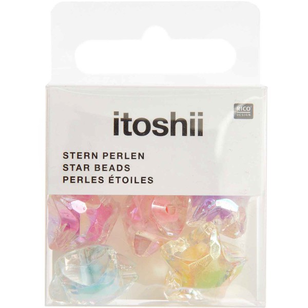 Perles Étoile plastique - Transparente et pastel - 20 mm - 6 pcs - Photo n°1