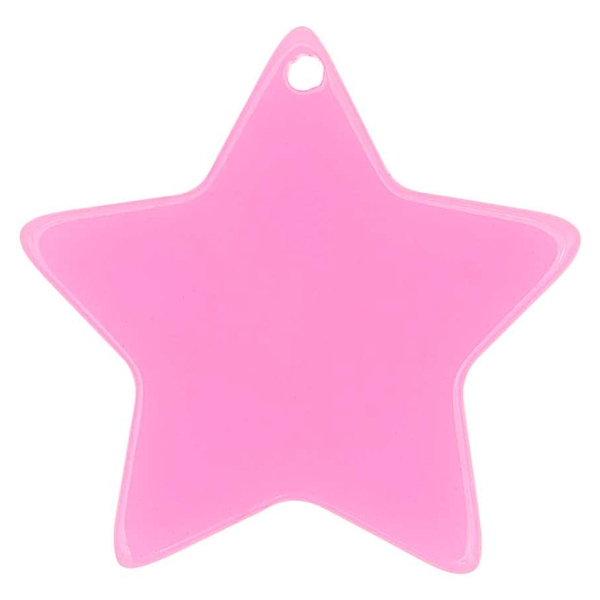 Pendentif plat étoile - Rose fluo - 30 mm - 1 pce - Photo n°2
