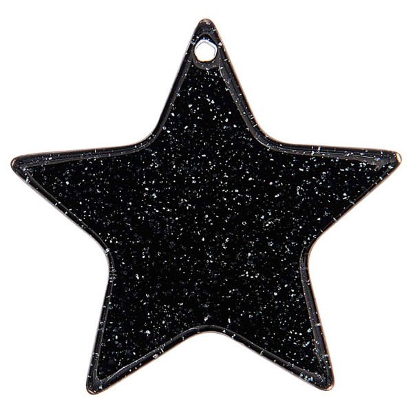 Pendentif plat étoile - Noir - 35 mm  - 1 pce - Photo n°2