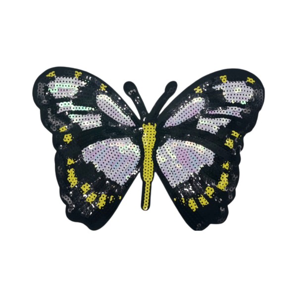 Grand patch papillon à sequins, appliqué à coudre pour customisation 24 cm - Photo n°1
