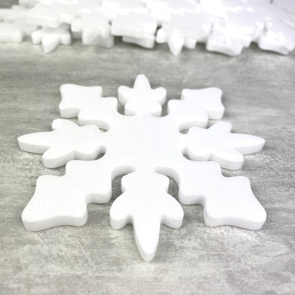 Lot de 6 Flocons de neige en polystyrène, Diamètre 10 cm, décoration de Noël - Photo n°2