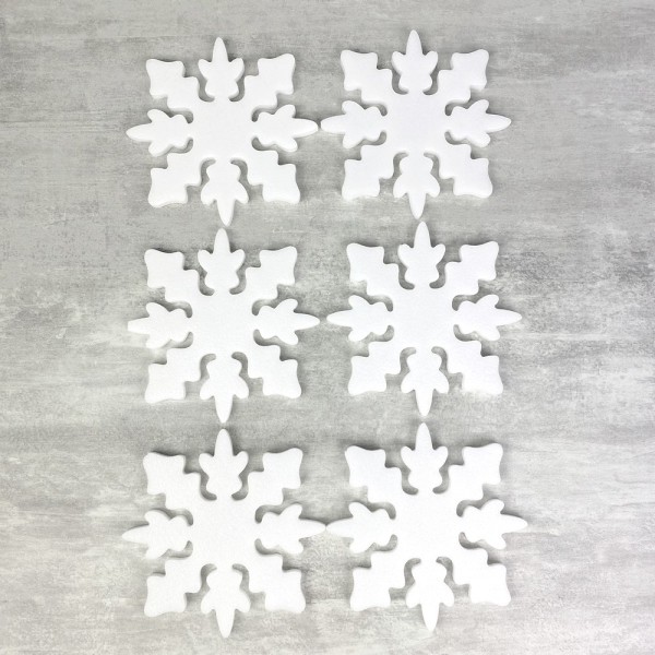 Lot de 6 Flocons de neige en polystyrène, Diamètre 10 cm, décoration de Noël - Photo n°3