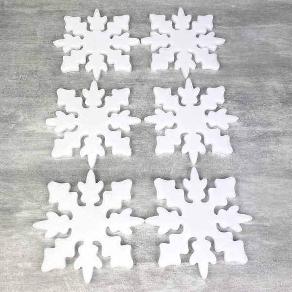 Lot de 6 Flocons de neige en polystyrène, Diamètre 10 cm, décoration de Noël - Photo n°1