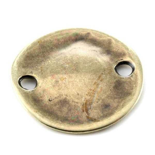 Connecteur disque plein  rond bronze 40 mm avec deux trous pour anneaux idéal cordon, lanière - Photo n°1