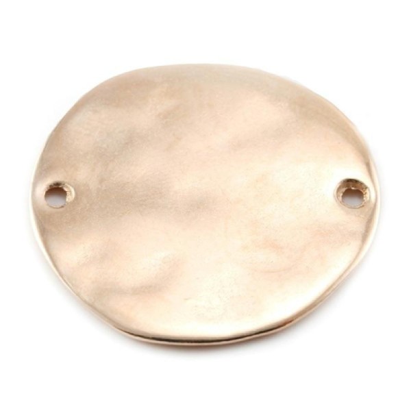 Connecteur disque plein  rond rose gold (or rose) 30 mm avec deux trous pour anneaux idéal cordon, - Photo n°1
