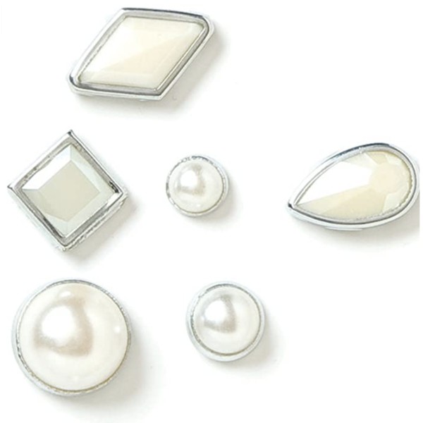 Maxi lot 18 brads attaches parisiennes perles nacrées blanches Karen Foster June - Photo n°1