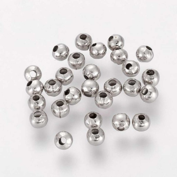 200 PERLES métal ARGENTE diametre 3 mm - Perles Intercalaires - Perles d'espacement - bijoux - Photo n°1