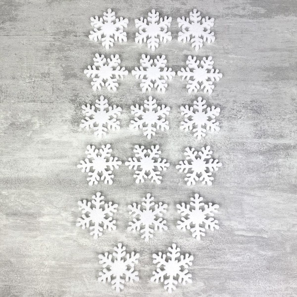 Lot de 17 petits Flocons de neige en polystyrène, Diamètre 4,8 cm, décoration de Noël - Photo n°1