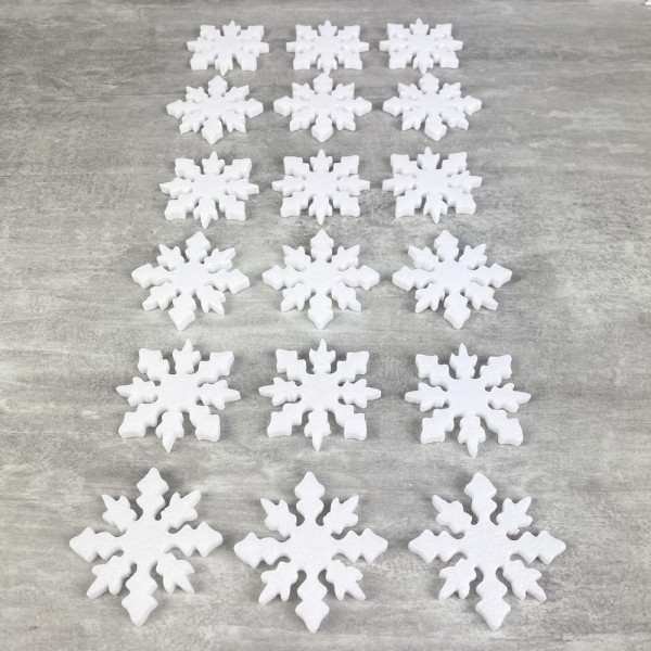 Lot de 18 petits Flocons de neige en polystyrène, Diamètre 4,8 cm, décoration de Noël - Photo n°2
