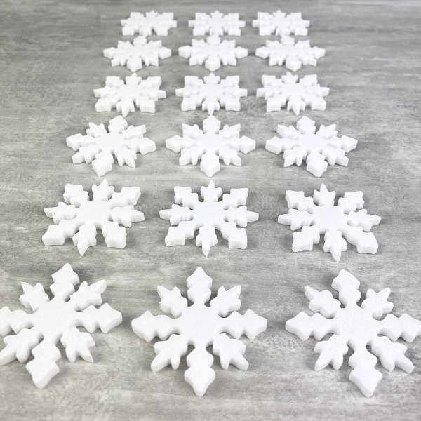 Lot de 18 petits Flocons de neige en polystyrène, Diamètre 4,8 cm, décoration de Noël - Photo n°3