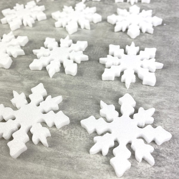 Lot de 18 petits Flocons de neige en polystyrène, Diamètre 4,8 cm, décoration de Noël - Photo n°4