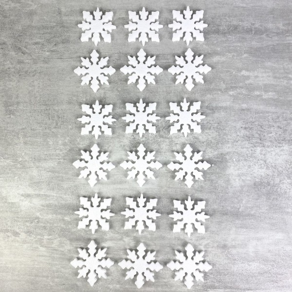Lot de 18 petits Flocons de neige en polystyrène, Diamètre 4,8 cm, décoration de Noël - Photo n°1