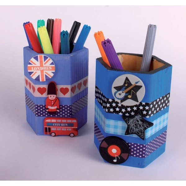 Pot à crayons - Bois - A décorer - 10 x 7,5 cm - Photo n°2