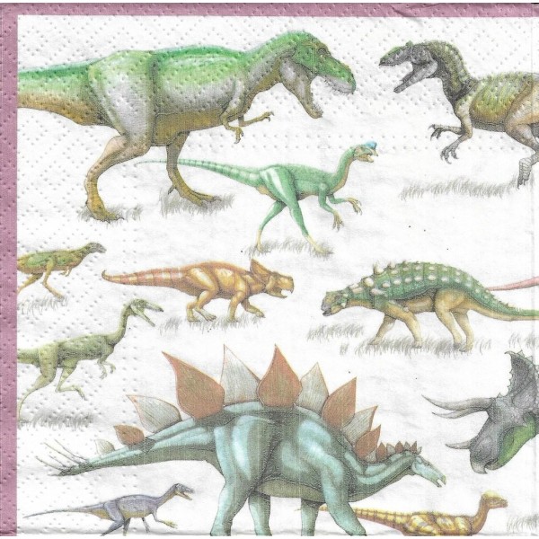 4 Serviettes en papier Dinosaures Format Lunch Decoupage Decopatch RFS131 Rannnenberg & Friends - Photo n°1