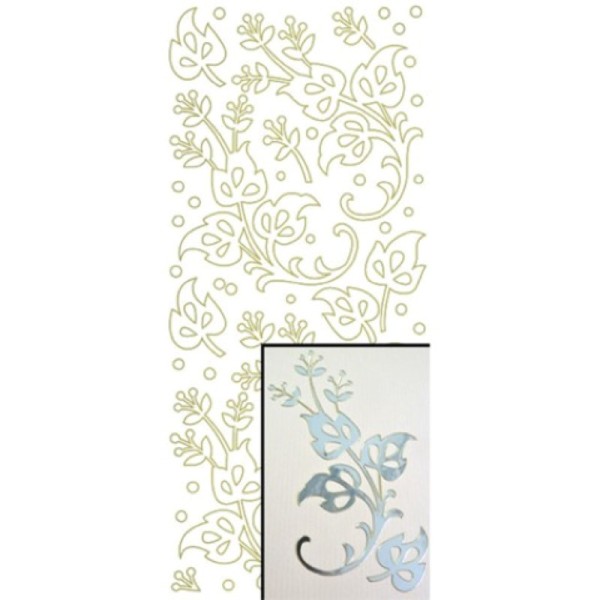 Stickers Fleur baroque - Argent effet miroir - Photo n°1
