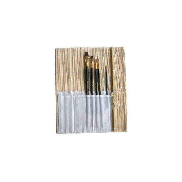 Natte bambou avec poche pour pinceaux 36x36 cm - Photo n°1
