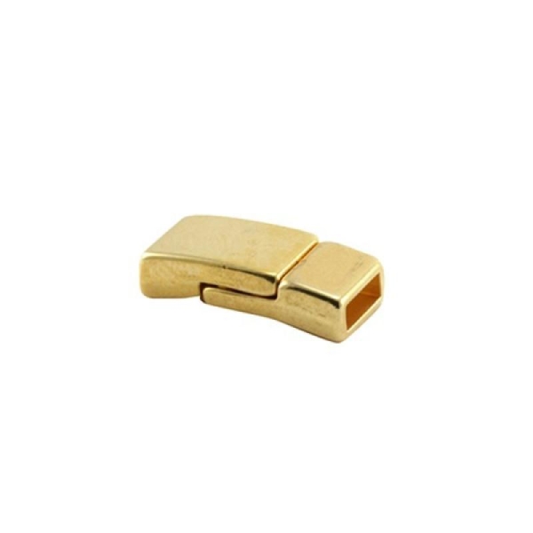 Fermoir en métal doré rectangle  magnétique 17x8.5xtr2x6mm pour cuir, lanière, cordon 5 mm - Photo n°1